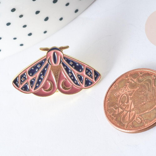 Broche pin's papillon mystique zamac doré 15.5x27mm, x1 (g7848)