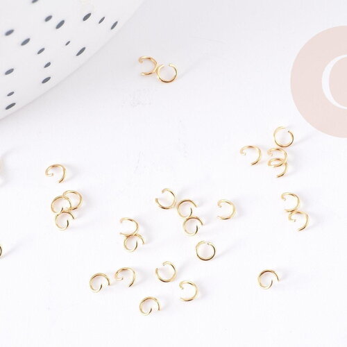Anneaux ronds acier 304 inoxydable doré 3mmx0.4mm, x200 (g4906)