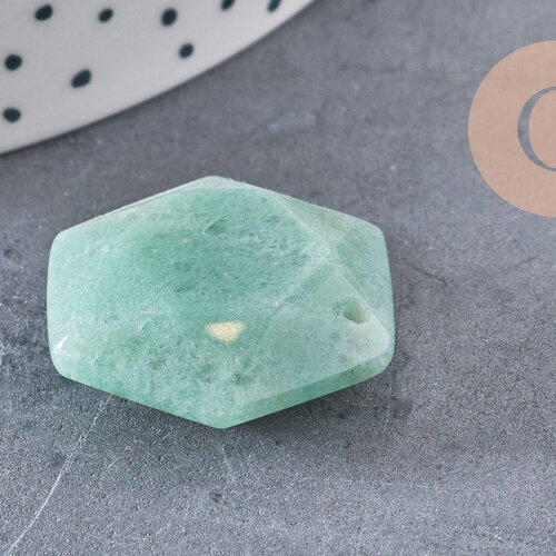 Pendentif hexagone aventurine, pendentif pierre, aventurine naturelle, 29mm x1 (g1444)