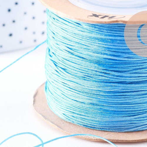 Cordon bleu tressé polyester 0.6mm, x1 mètre (g10661)
