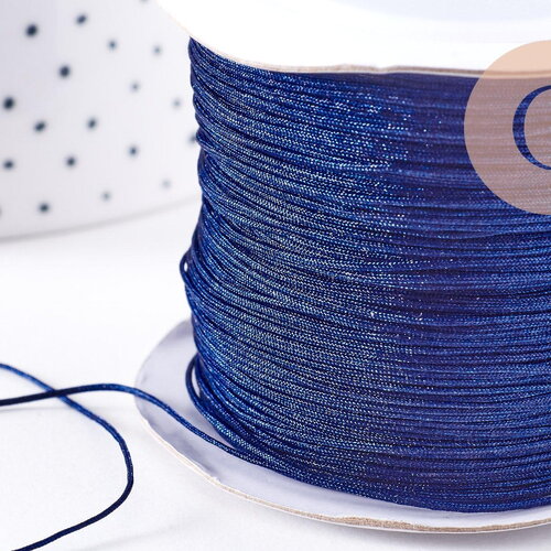 Cordon bleu marine tressé polyester 0.6mm, x1 mètre (g10668)