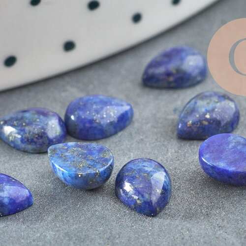 Cabochon goutte lapis lazuli naturel 8x6mm, x1 (g2274)