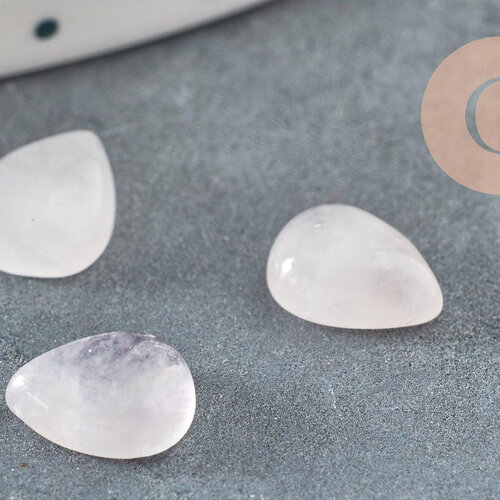 Cabochon goutte quartz rose naturel 8x6mm, x1 (g2269)