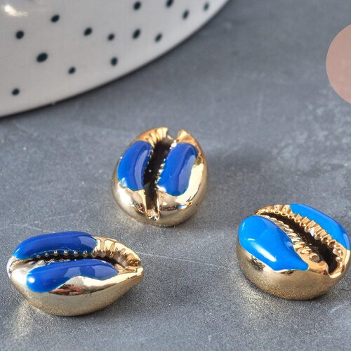 Pendentif coquillage cauri naturel doré resine 19mm, x5 (g1301)