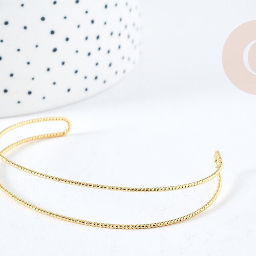 Bracelet double jonc ouvert torsadé laiton doré 18k 60mm, x1 (g8502)
