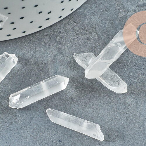 Perles cristal de roche naturel brut transparent, x10 (g0757)