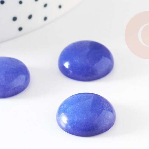 Cabochon rond jade naturel bleu roi 16mm, x1 (g2430)
