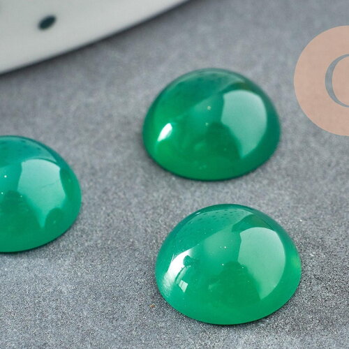 Cabochon rond onyx vert foncé 10mm, x1 (g8675)