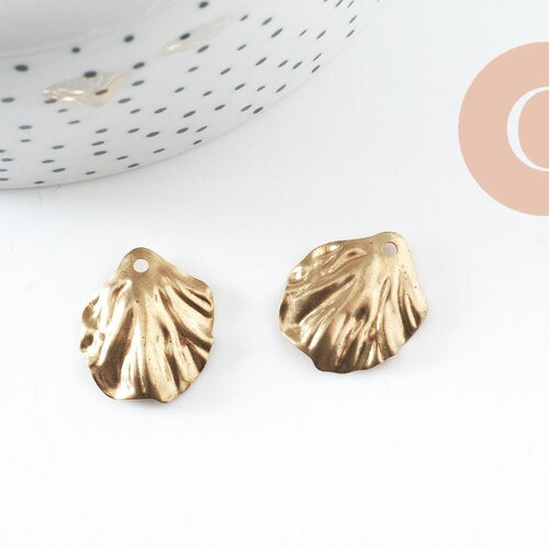 Pendentif feuille laiton brut 20mm, création bijou laiton brut, x2 (g0523)