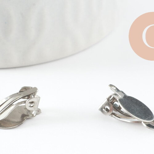 Supports boucles d'oreilles à clip acier 304 inoxydable platine 18mm, x10 (g9650)