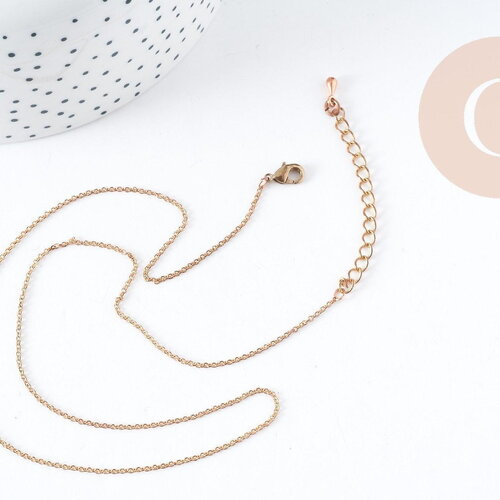 Collier chaine complète forçat avec fermoir cuivre brut 2mm/80cm, x1 (g8315)