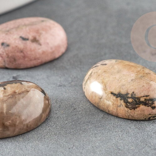Cabochon ovale rhodonite naturelle 13x18mm, x1 (g2063)