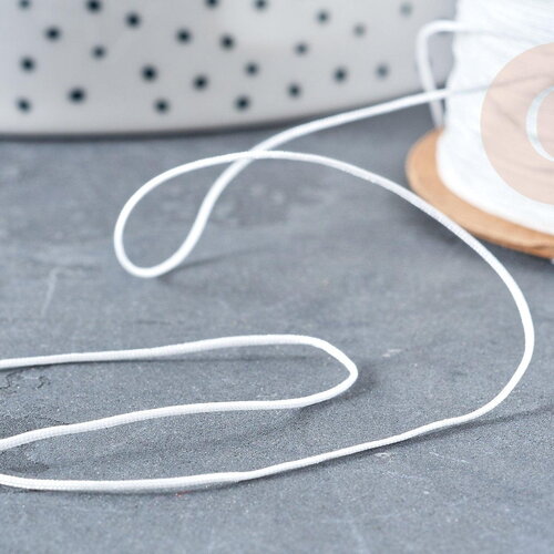 Cordon blanc tressé polyester 0.6mm, x1 mètre (g8450)