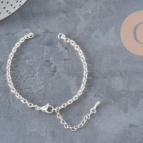 Base de bracelet chaine forçat acier 304 inoxydable argenté 4mm/15.5cm, x1 (g11211)