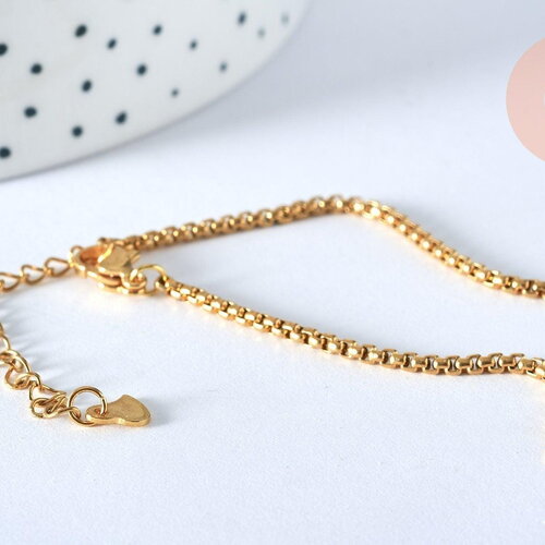 Base de bracelet ajustable maille vénitienne or acier 304 inoxydable doré 14k 16cm, x1 g5991