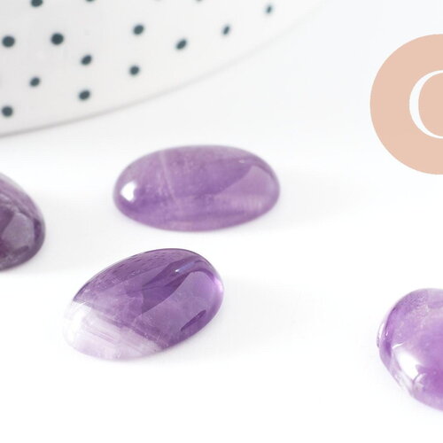 Cabochon ovale amethyste naturelle 18x13mm, x1 (g1183)