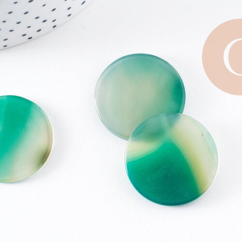 Cabochon rond onyx verte naturelle 30mm,c x1 (g10117)