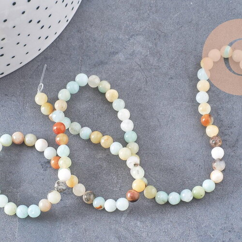 Perle amazonite ronde, perles amazonite, amazonite naturelle,nuggets amazonite,fil de 40cm,4mm x1 (g1538)