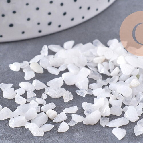 Sable phips jade naturel blanc non percé, x 20gr (g0250)