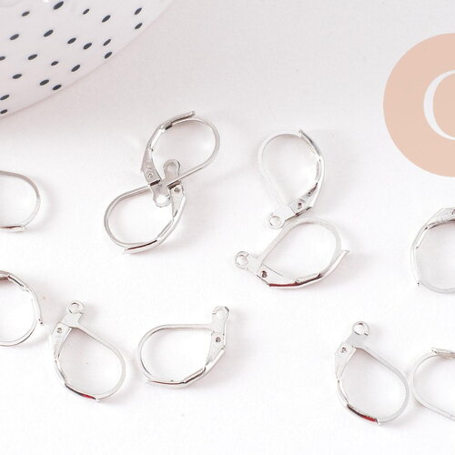 Support boucle dormeuses boucles d'oreille platine 13mm, x50 (g0085)
