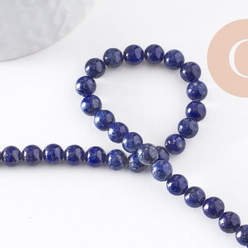 Perles rondes lapis lazuli naturel 6mm, x1 fil de 20cm (g4069)