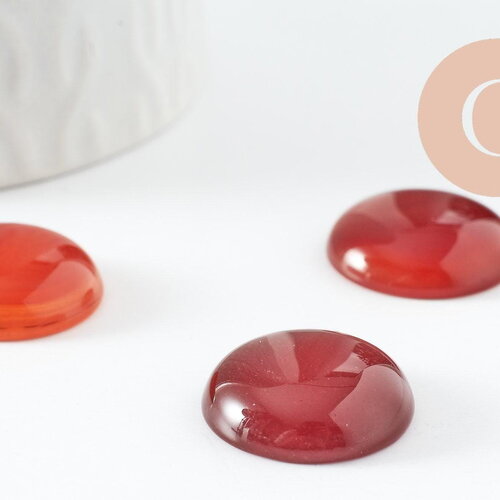 Cabochon rond agate naturelle teintée orange 20mm, x1 (g9620)