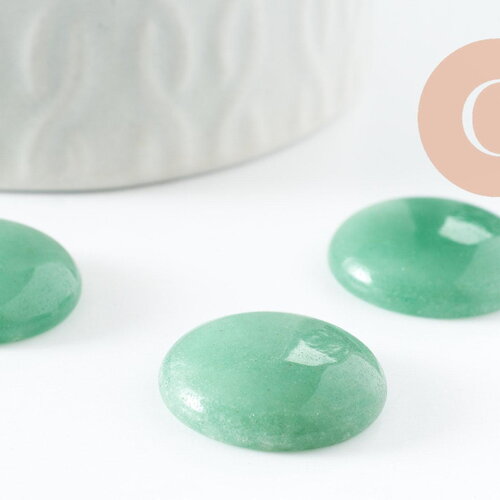 Cabochon rond aventurine verte naturelle 20mm, x1 (g9618)