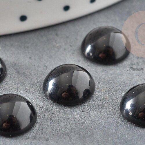 Cabochon rond agate naturelle teintée noir 10mm, x1 (g1142)