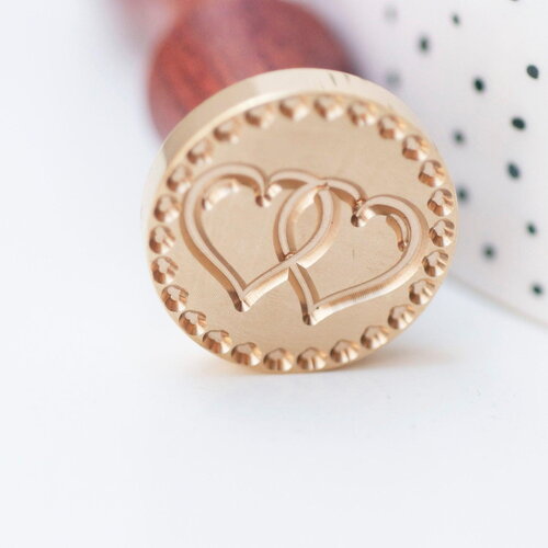 Sceau metal coeurs entrelacés cire à cacheter,fourniture pour création sceaux personnalisés, invitation de mariage diy,25mm x1 g4723