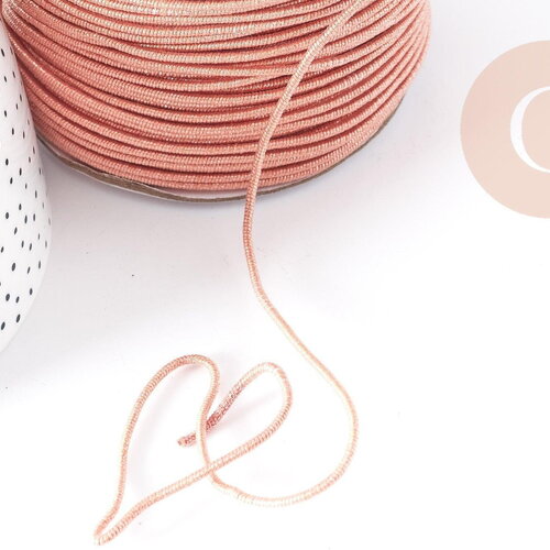 Cordon polyester métal rigide vieux rose 2mm,création pour scrapbooking, x 1m g9003