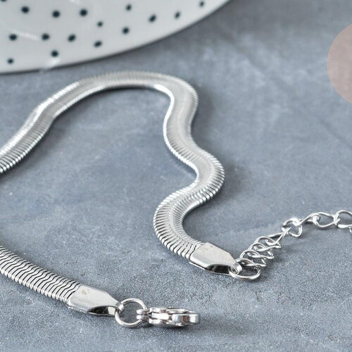 Bracelet maille serpent acier inoxydable platine, x1 (g8178)