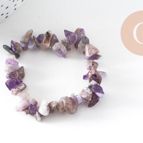 Bracelet élastique chips améthyste naturelle 50mm, x1 (g5774)