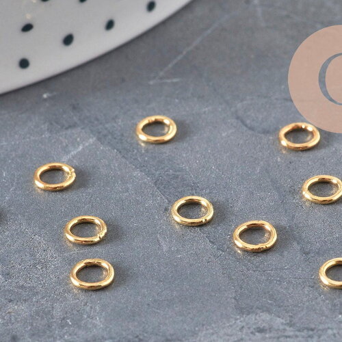 Anneaux fermés ronds acier 304 inoxydable doré 5mm/0.8mm, x10 (g11292)