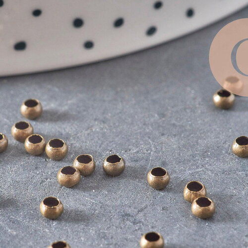 Perles à écraser laiton couleur bronze 3x2mm, x2 grammes (g11278)