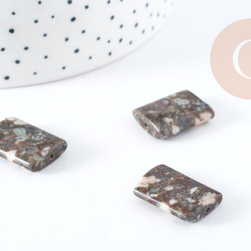 Perle rectangle lakelandite marron naturelle 20x15mm, x5 (g8271)