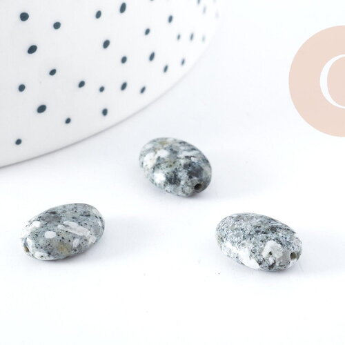 Perle ovale yooperlite sodalite gris naturelle 19x9mm, x5 (g8279)