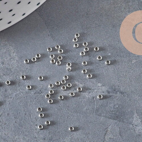 Perles à écraser rondelle acier 316 inoxydable platine 1.9mm, x50 (g11210)