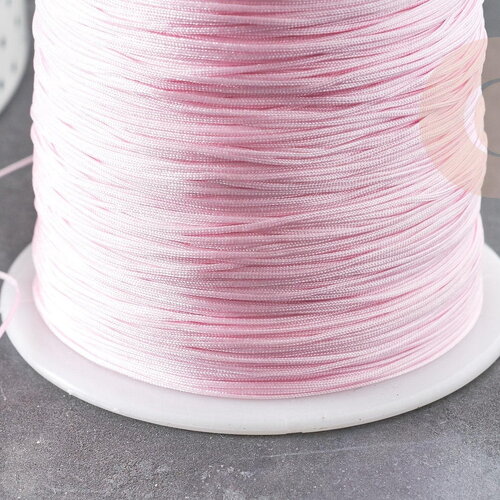 Cordon fil de jade rose clair polyester 0.5mm, cordon pour création de bijoux x1 mètre g9336