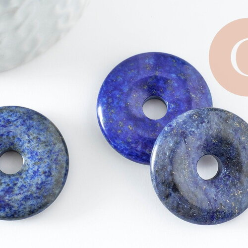 Pendentif donut lapis lazulis 30-31mm, un,pendentif bijoux pierre en lapis lazuli naturel pour la création de bijoux, x1 (g3202)