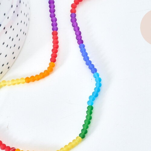 Perles abacus verre multicolore 2mm, création bijoux perles cristal, fil de 42.5cm, x1 (g7827)