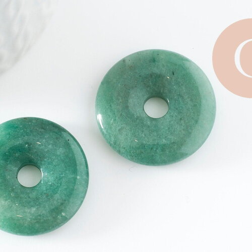 Pendentif donut aventurine verte naturelle 28-30mm, x1 (g2191)