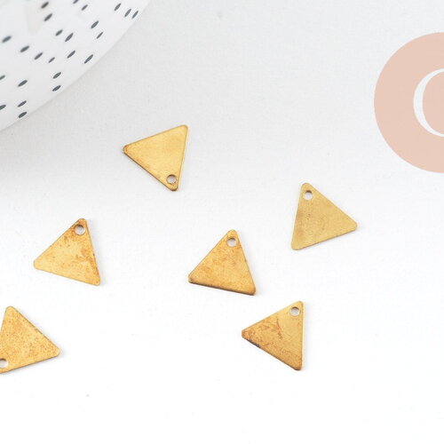 Breloque triangle 1 trou laiton brut pendentif sans nickel, pendentif géométrique,9mm, x50 (8.8gr) (g2481)