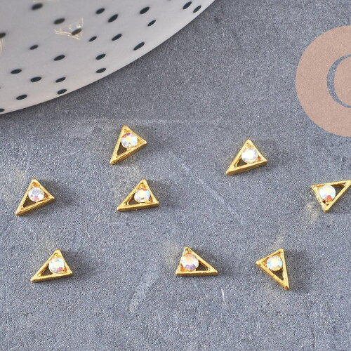 Triangle à coller zamac doré et zircon ab 5.5x4mm, x2 (g5264)