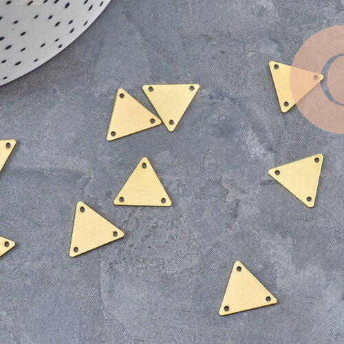 Breloque triangle 3 trous laiton brut 14mm, x10 (g11033)