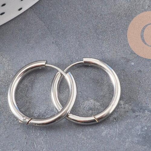 Créoles interchangeable acier 304 inoxydable platine 20mm, x1 paire (g11048)