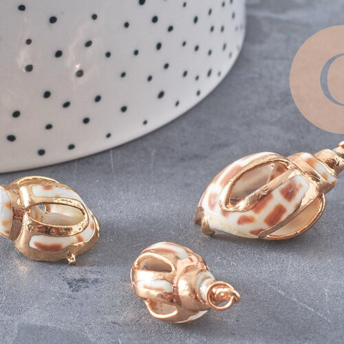 Pendentif coquillage naturel spirale doré, x1 (g2201)