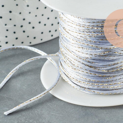 Cordon gris clair or 1.5mm, x1 mètre g5081