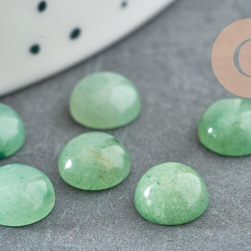 Cabochon rond aventurine verte naturelle 8mm, x1 (g2686)