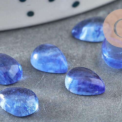 Cabochon goutte kyanite cianyte bleue naturelle 8x6mm, x1 g2266