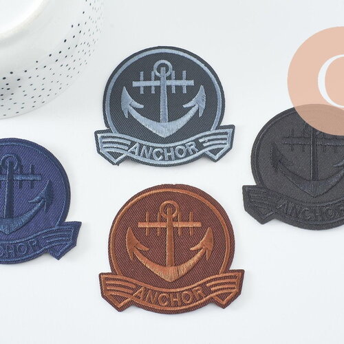 Ecusson brodé à repasser ancre marine 79mm customisation vêtement, écusson thermocollant,patch écusson brodé, x1 g9768